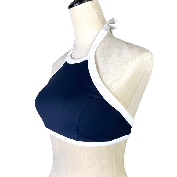 Anthropologie Seafolly NWOT Kenna Navy High Neck 2 Piece Bikini Set Swimsuit - Picture 8 of 15